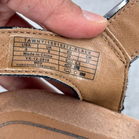 Vionic Tawny Wedge Heels Black Suede Strappy Sandals Platform Women's Size 8 - Picture 9 of 11